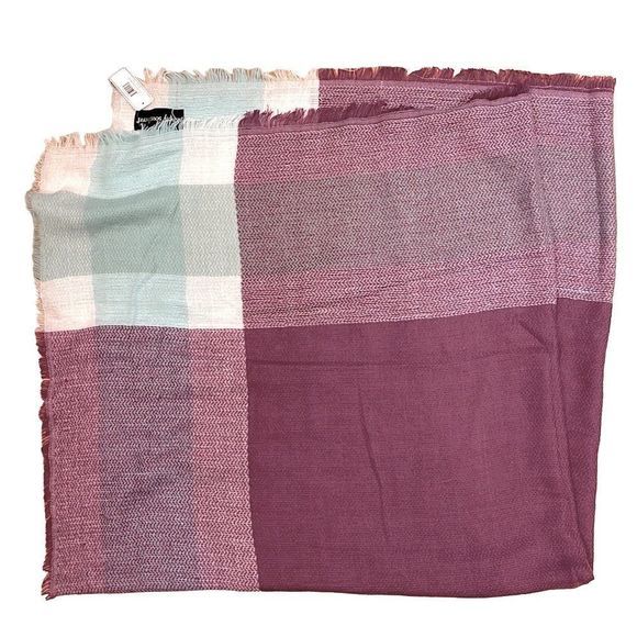 NWT Simply Southern Soft Lily Plum, White, Mint Tartan Knit Throw Blanket - Picture 1 of 8
